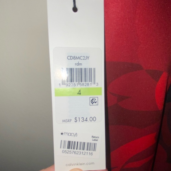 NWT Calvin Klein Red Floral Sleeveless Dress - Picture 4 of 4